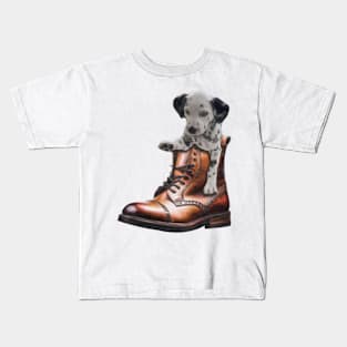Dalmatian Pup In Boot Kids T-Shirt